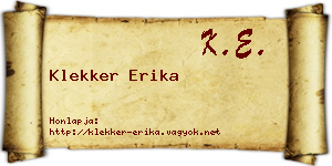 Klekker Erika névjegykártya